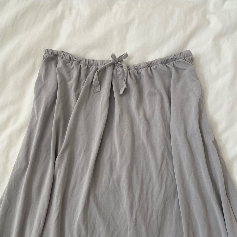 OAK + FORT Floy Gray Midi Skirt with Waist Tie